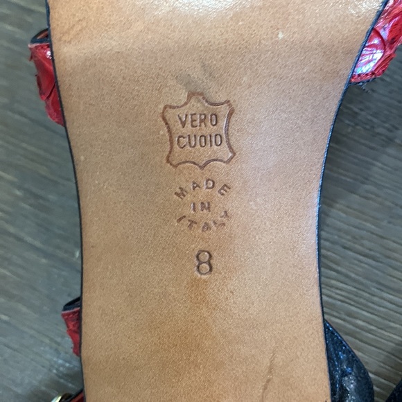 Pamia Italian Vintage Heels ❤️🖤 — Red & Black Strappy Statement - Picture 5 of 5